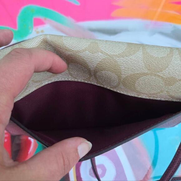 Coach x Guang Yu Signature Rexy Canvas and Leather Anna Crossbody Bag. Beige/Red - Picture 5 of 10